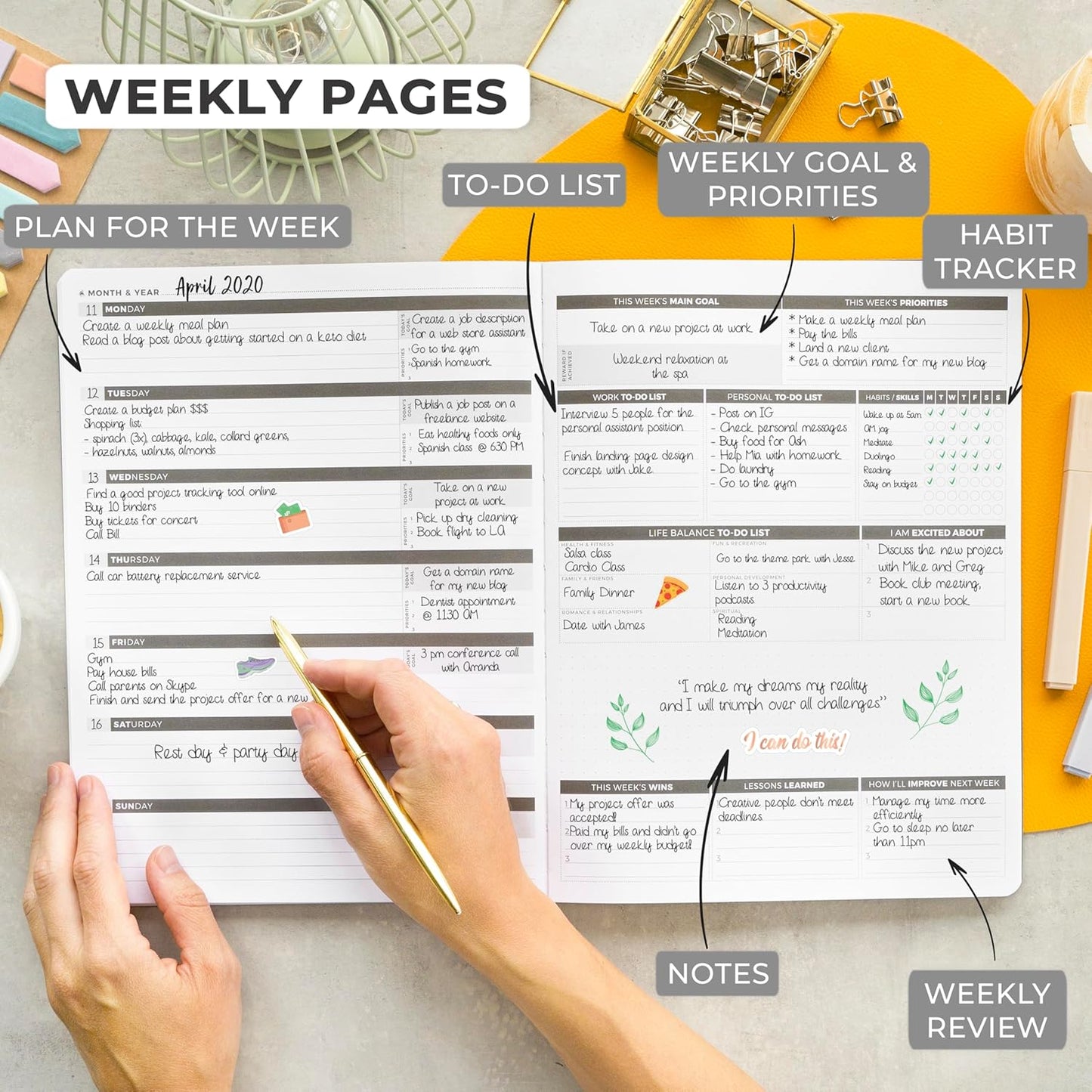 Clever Fox Planner PRO – Weekly & Monthly Life Planner to Increase Productivity, Time Management and Hit Your Goals, 8.5x11″ (Gray)