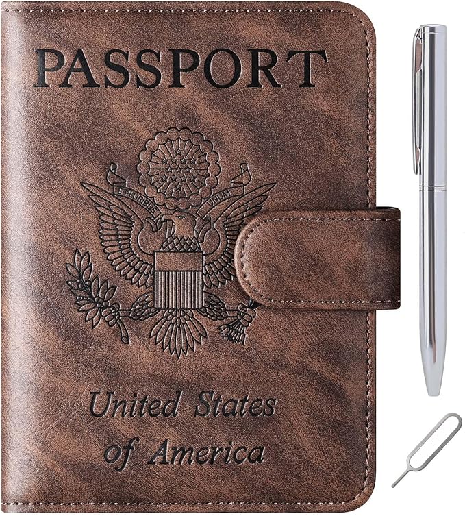 LOHASLIFE Passport Holder for Travel Essentials, Passport Cover Wallet | Leather Rfid Blocking Card Case, Travel Accessories, Vacation Luggage Must Haves, for Men Women