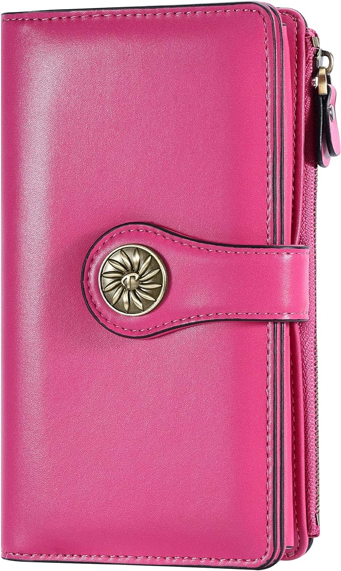 Travelambo Women's Wallet RFID Blocking Trifold Clutch Large Capacity Credit Card Holder Travel Purse