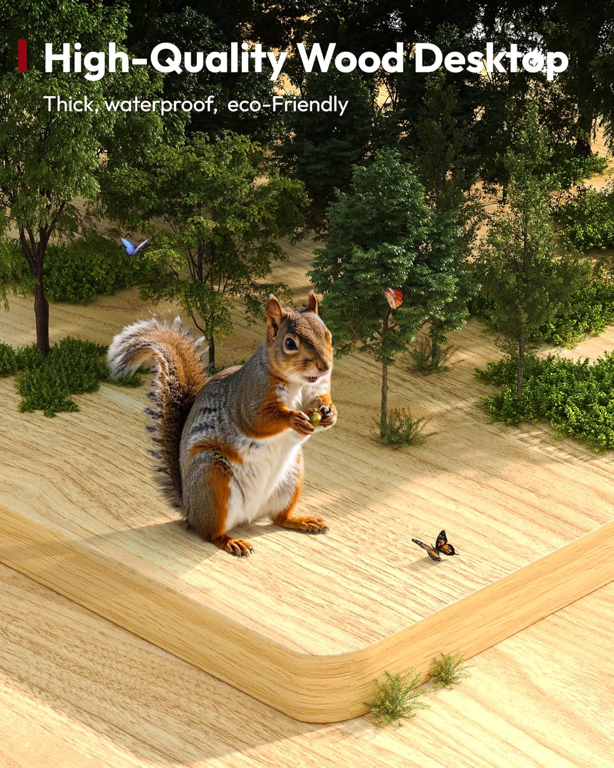 SANODESK Electric Standing Desk 48 x 30 Inches Whole-Piece Desktop Height Adjustable Stand Up Desk w/6-Button Controller Ergonomic Computer Desk for Home Office, Black Frame + Natural Tabletop