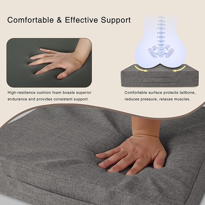 OVOV Recliner Cushions for Elderly 20"x20"x4" Thick Seat Cushion for Recliner Chair Large Square Non Slip Chair Pads with Washable Cover for Armchair Couch Light Grey