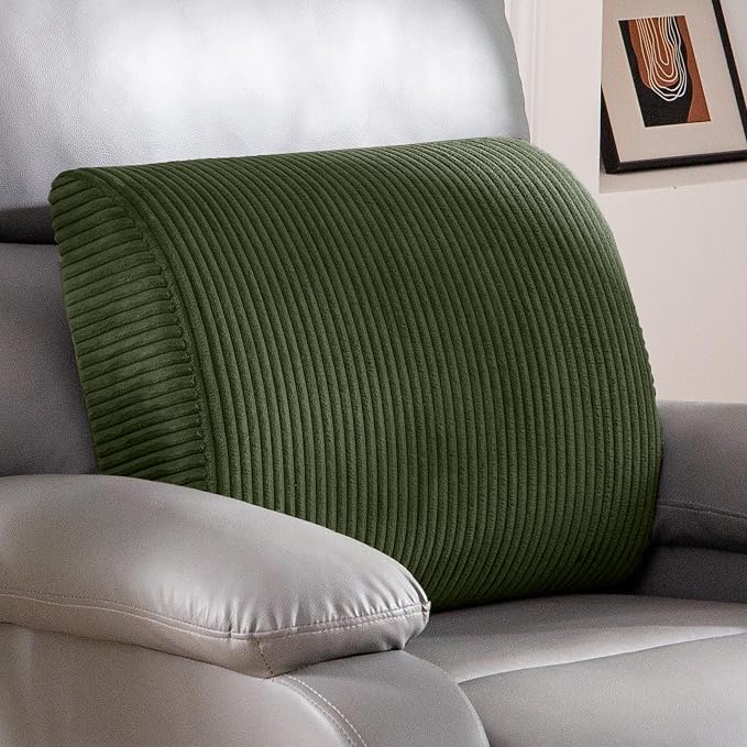 Lumbar Support Pillow for Recliner Chair/Accent Chair/Couch, Extra Large Memory Foam Back Support Cushion for Elderly, Recliner Cushions for Back Rest, Pain Relief, Reading, Washable Cover, Dark Green