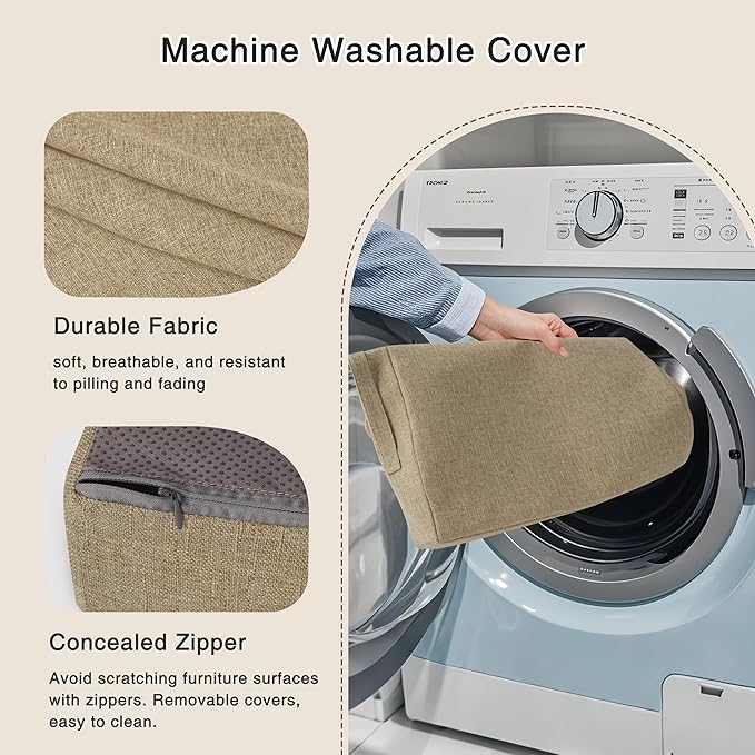 OVOV Recliner Cushions for Elderly 20"x20"x4" Thick Seat Cushion for Recliner Chair Large Square Non Slip Chair Pads with Washable Cover for Armchair Couch Beige