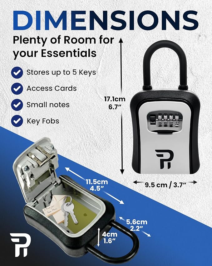 Key Lock Box for Outside – Large Outdoor Lockbox for Keys with Code, 4-Digit Combination Hidden Safe to Hide a Key Outside, Portable Safe Key Storage, 6.7 in, 2 Packs