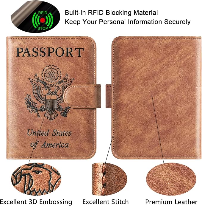 LOHASLIFE Passport Holder for Travel Essentials, Passport Cover Wallet | Leather Rfid Blocking Card Case, Travel Accessories, Vacation Luggage Must Haves, for Men Women