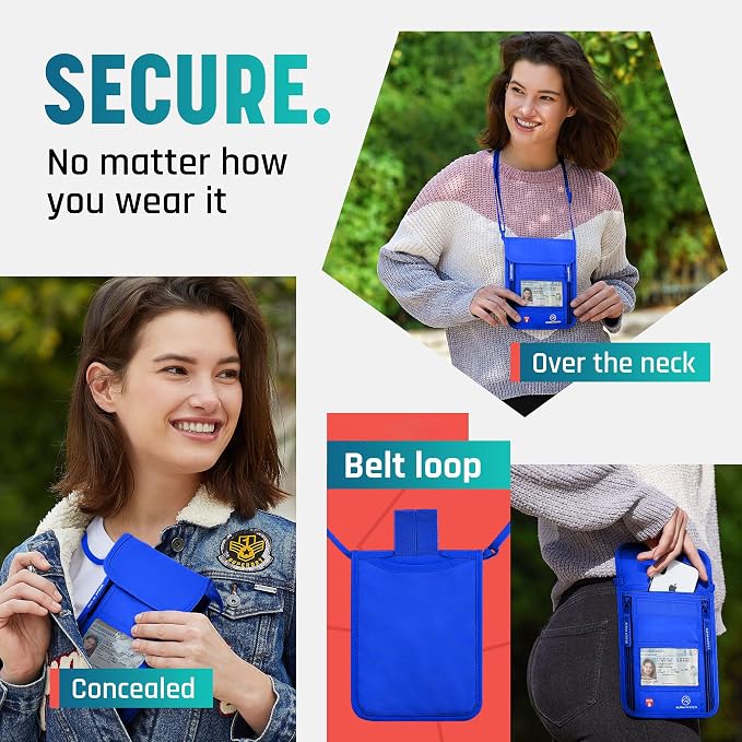 Neck Wallet, Travel Pouch For Passport Holder And Documents, Travel Neck Wallet For Traveling Women.