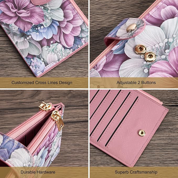 Travelambo RFID Wallet Women Large Size Bifold Multi Card Wallet Case with Zipper Pocke Credit Card Holder for Women