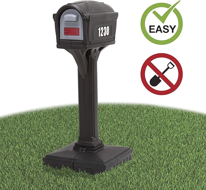 Simplay3 American Home 42002R-04 Dig-Free Easy Up Classic Mailbox – Black