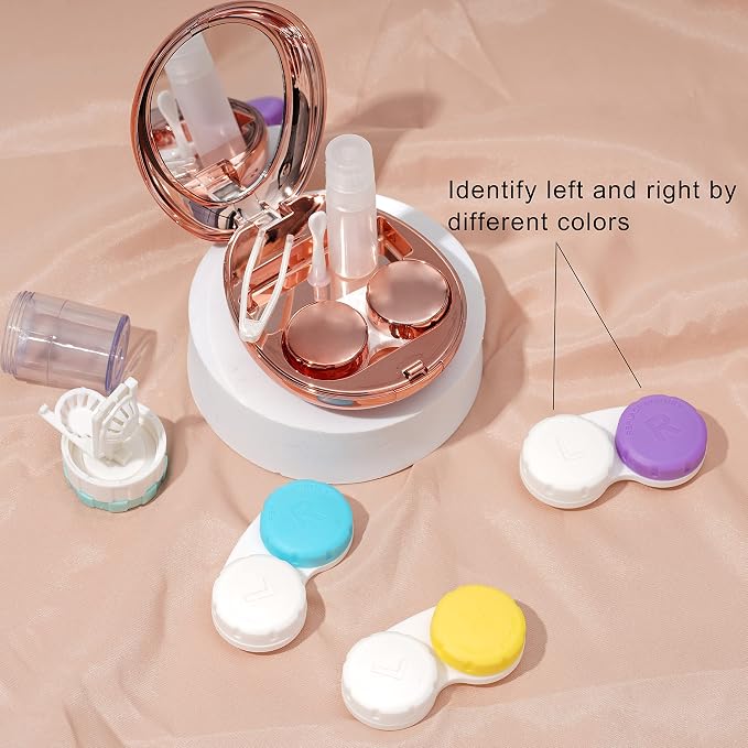 cauyuan Contact Lens Case Portable Travel Box with Cleaner Washer | with Mirror and Removal Tool Solution Bottle for Outdoor Daily Office