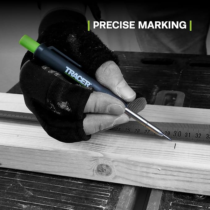 Tracer Mechanical Carpenter Pencils Set with Replacement Lead (6 Pack) - Construction Pencil with Site Holster - All In One Marking Kit for Carpenter Tools Contractor Pencils - AMK1 | Holster with Belt Clip and Carpenter Pencil Sharpener, 6 Pack of 2.8...