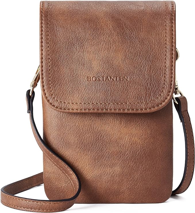 BOSTANTEN Small Crossbody Bag for Women Designer Cell Phone Purse | Vegan Leather, Multiple Pockets, Card Slots, Compact Size for Phone, Cards and Keys, Daily Travel Shopping Use