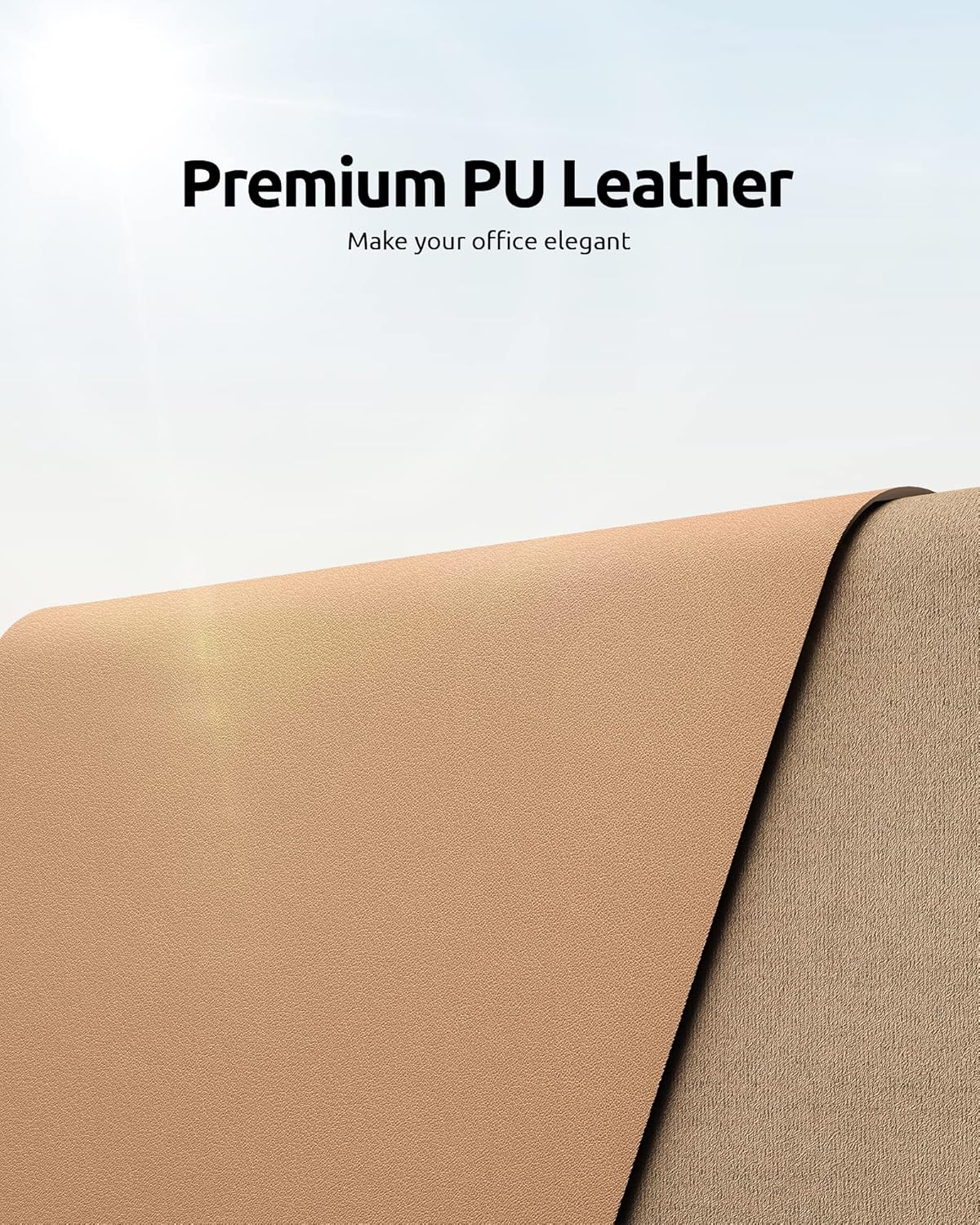 YSAGi Leather Desk Pad Protector, Office Mat, Large Mouse Pad, Non-Slip PU Blotter, Laptop Waterproof Writing for and Home (23.6" x 13.8", Khaki)