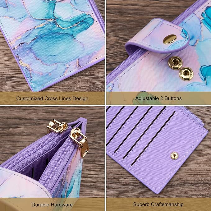 Travelambo RFID Wallet Women Large Size Bifold Multi Card Wallet Case with Zipper Pocke Credit Card Holder for Women
