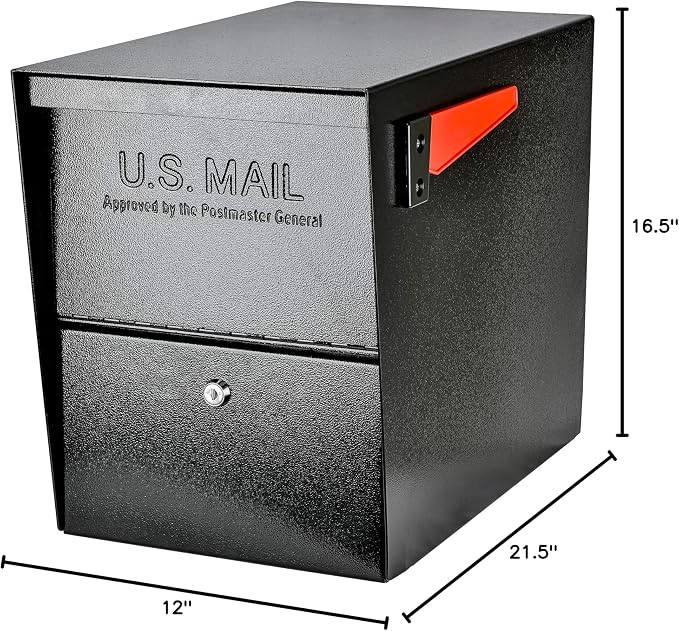 Mail Boss 7206 Package Master Curbside Locking Security Mailbox | Black,Medium