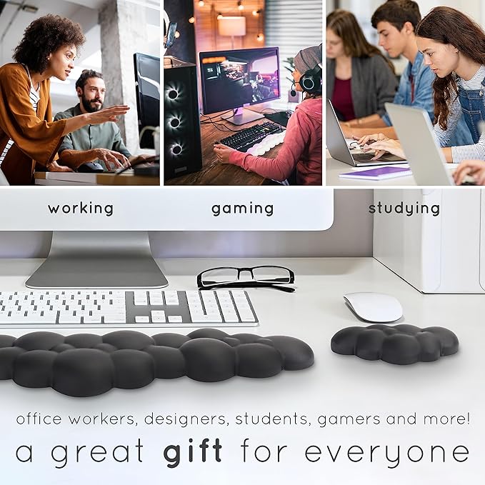 Purple Cloud Keyboard Wrist Rest – Create-ables Qloud Purple Wrist Rest for Computer Keyboard and Mouse, Ergonomic Memory Foam Wrist Pad with Non-Slip Base, Includes Cloud Mouse Pad