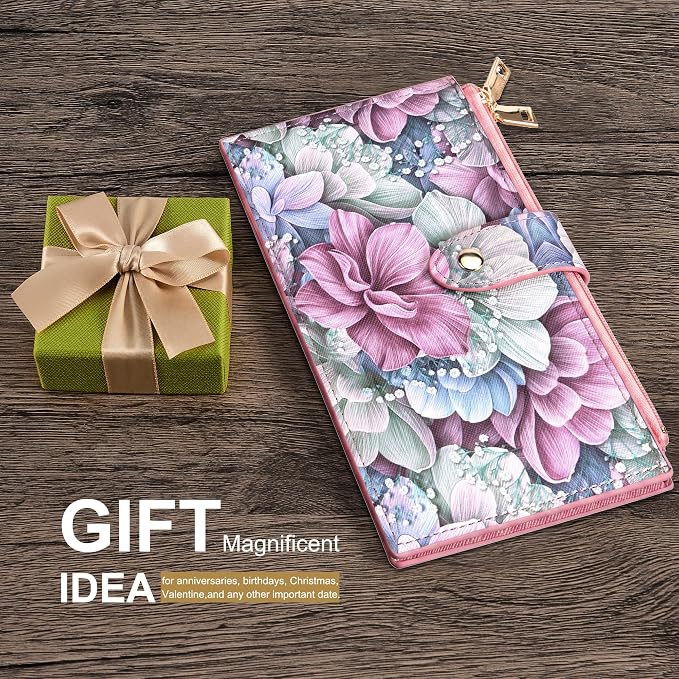 Travelambo RFID Wallet Women Large Size Bifold Multi Card Wallet Case with Zipper Pocke Credit Card Holder for Women