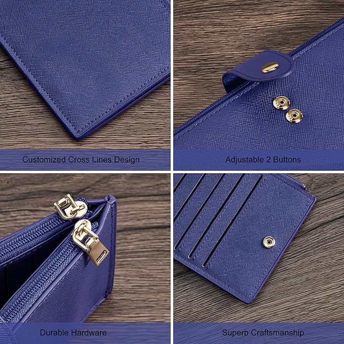 Travelambo RFID Wallet Women Large Size Bifold Multi Card Wallet Case with Zipper Pocke Credit Card Holder for Women