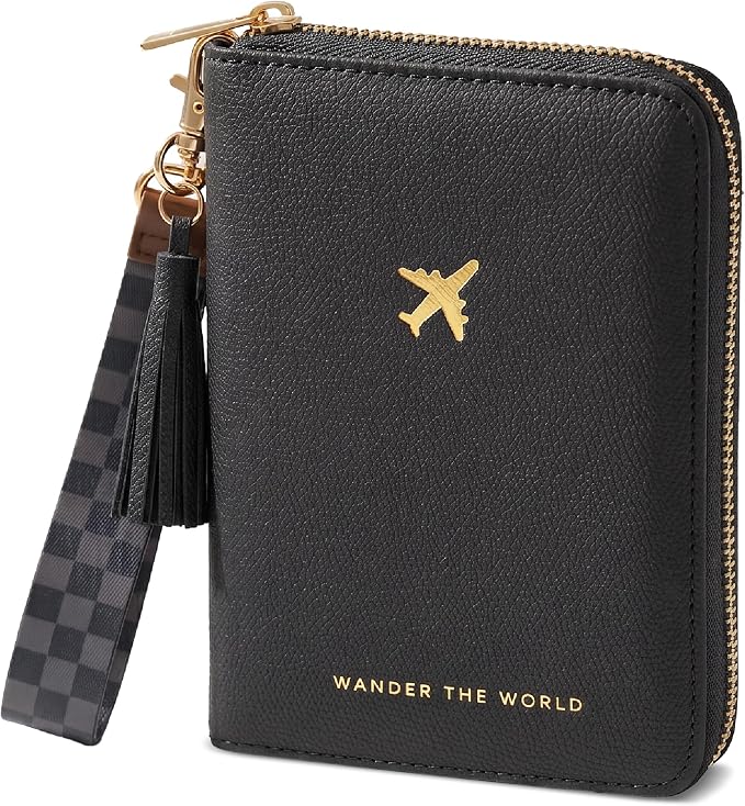 Beautiful Passport Holder And Travel Wallet with Wristlet Strap | All-in-One Organizer for Women Holds up to 4 Passports, w Card Slots and Keychain - RFID Blocking Keeps Documents Safe