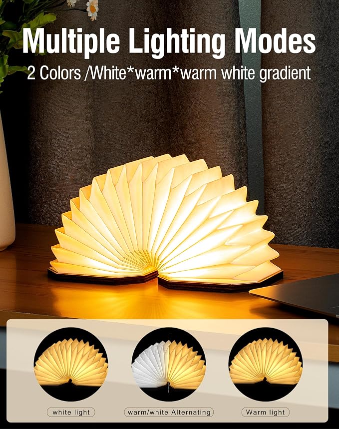 Originality Folding Accordion Lamp, Japanese Gift, LED Paper Lantern | Portable Wooden Table Lamp, Creative Japanese Paper Light with USB, Japanese Decor for Home & Bedroom & Library (Walnut )