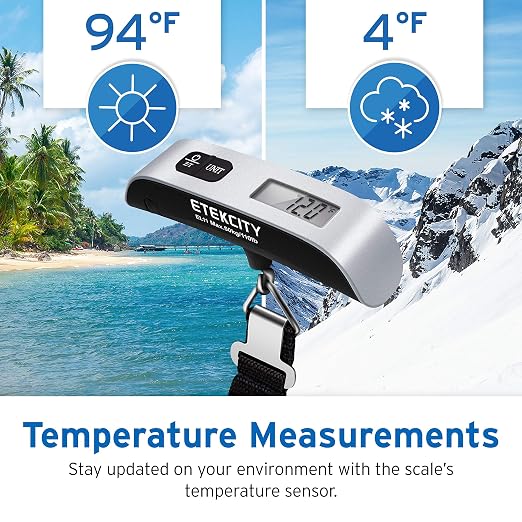 Etekcity Luggage Scale, Travel Essentials, Digital Weight Scales for Travel Accessories, Portable Handheld Scale with Temperature Sensor, Rubber Paint, 110 Pounds, Battery Included,2Pack
