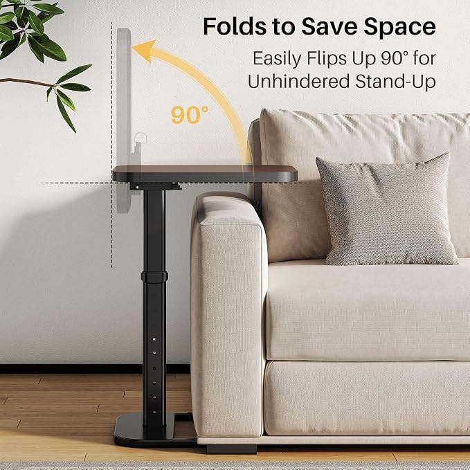 Adjustable Height TV Tray Table for Couch, Flip-Top Design | 19"-30" Height Range, 9-Position Lock System, Rounded Corners, Laptop Table, Snack Table, For Living Room & Bedroom