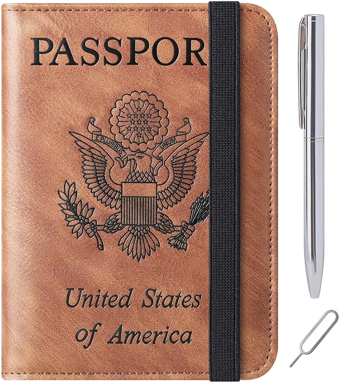 LOHASLIFE Passport Holder for Travel Essentials, Passport Cover Wallet | Leather Rfid Blocking Card Case, Travel Accessories, Vacation Luggage Must Haves, for Men Women