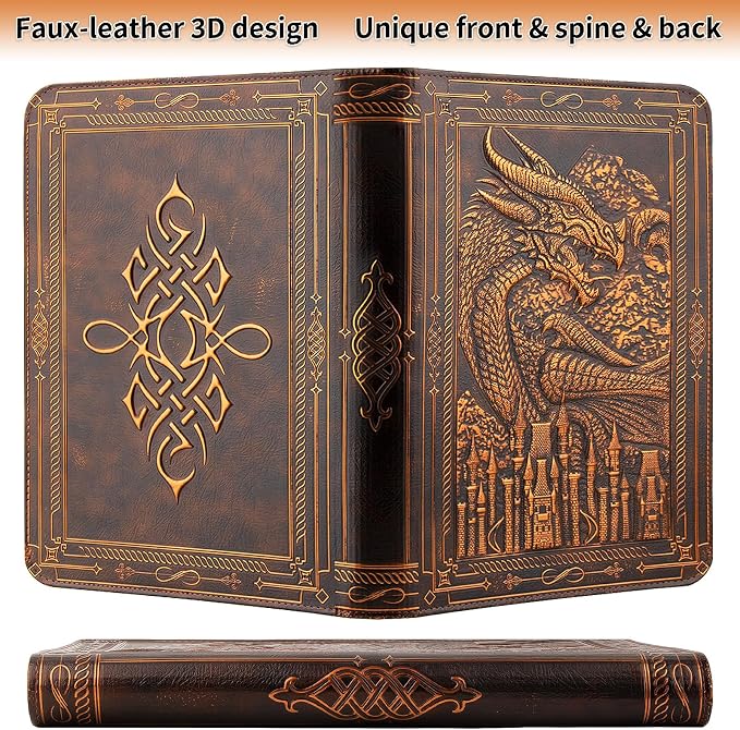 TIANREN Card Binder 9 Pocket, 3D PU Leather Album with Zipper, 360 Side Loading Pockets for TCG, MTG, Lorcana, Other Collectible Cards, Trading Card Game Protective Folder Album (Reddish Brown)