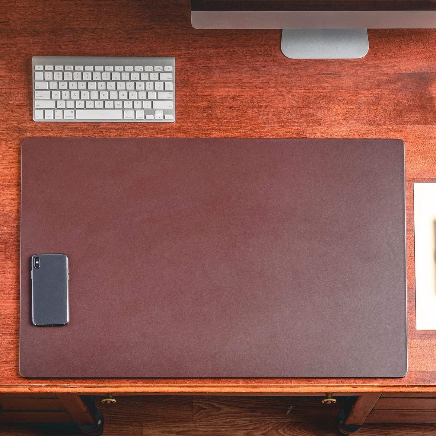 Dacasso Pad Without Side Rails Luxury Leather Blotter for Writing-Executive Desk Surface Protector, 30” x 19”, Chocolate Brown