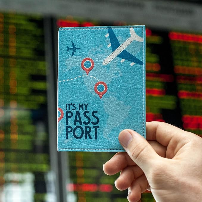 Passport Cover for Kids, Women and Men, Cute Travel Passport Holder (Airplane)