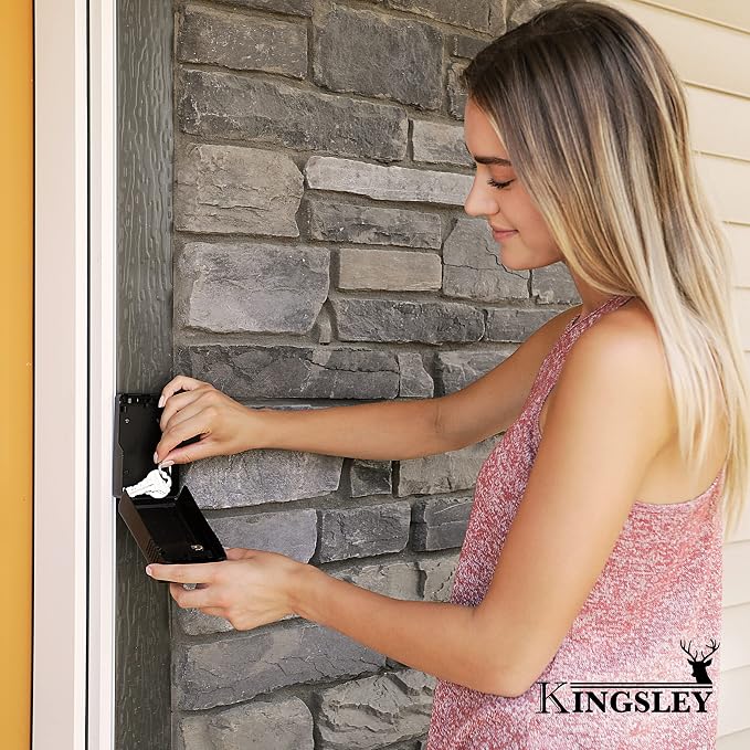 Kingsley Key Realtor Lock Box - Guard-a-Key, Secure Weatherproof Key Box Wall Mount for Indoors and Outdoors, 4 Digit Resettable Combination Code, Large Capacity for Storing Spare Keys