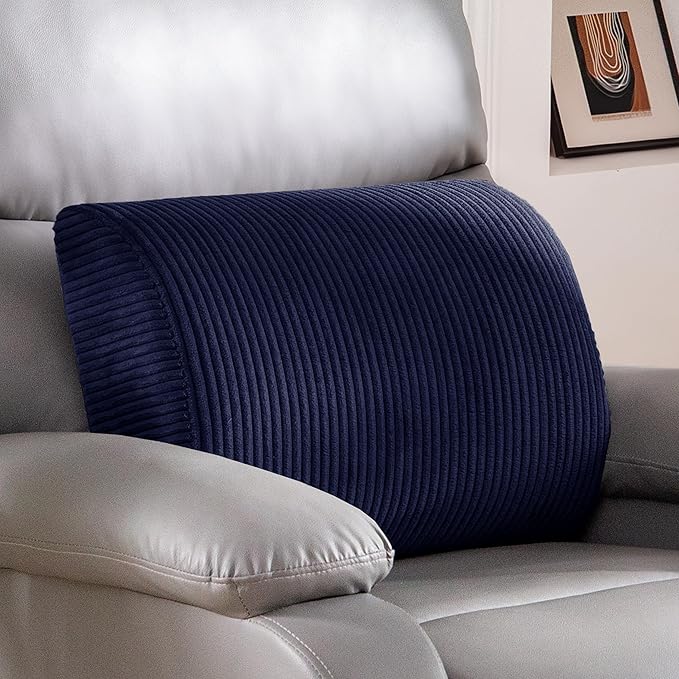 HIGOGOGO Lumbar Support Pillow for Recliner Chair/Accent Chair/Couch, Large Memory Foam Back Support Cushion for Elderly, Recliner Cushions for Back Rest, Pain Relief, Reading, Washable Cover, Navy
