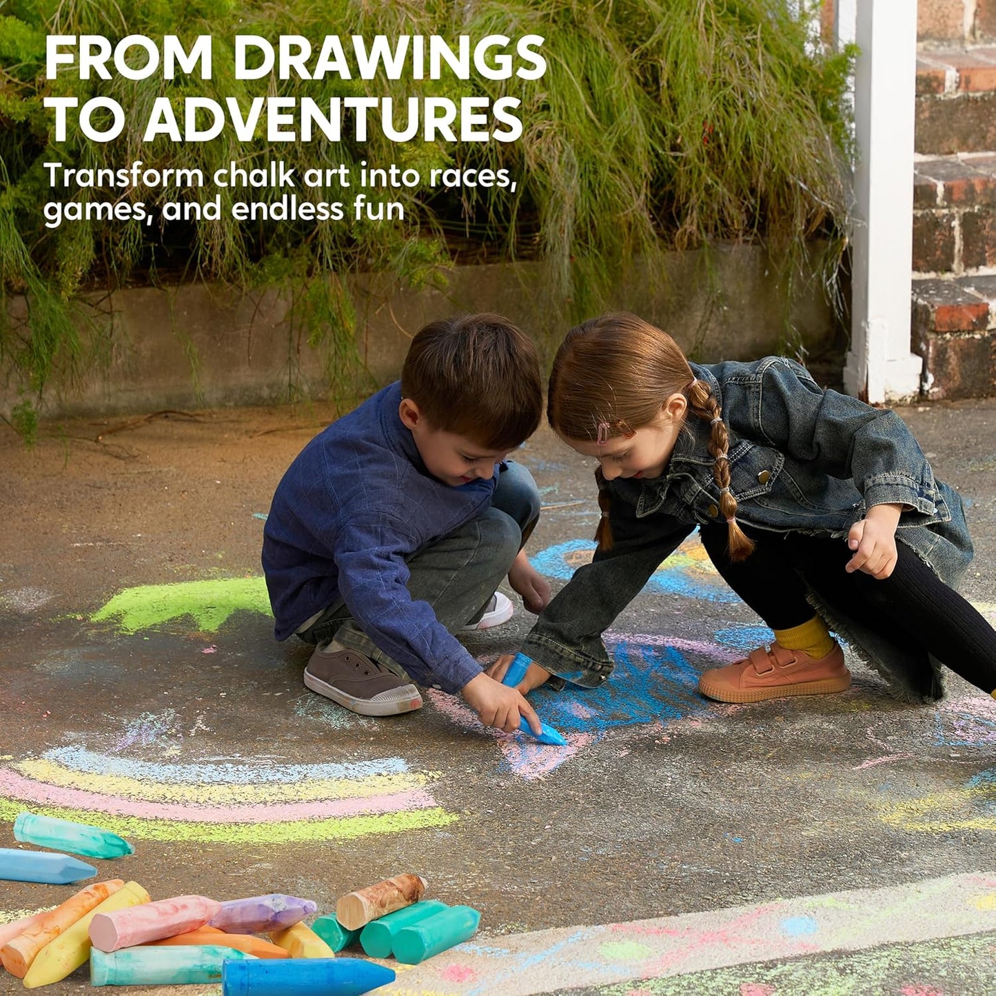 JOYIN 72 PCS Washable Sidewalk Chalks Set in 12 Packs, 18 Colors, Including 12 Tie Dye, 12 Glitter & 12 Neon Colors, School Supplies, Classroom Must Haves, Gift for Kids