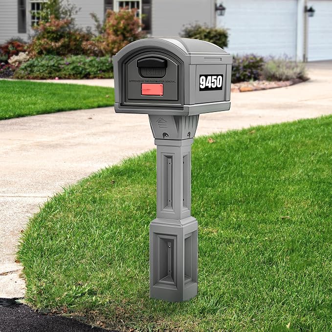 Simplay3 USPS T4 Extra Large Capacity XL Mailbox and Post Cover with Durable Double-Wall Construction, Weather-Resistant Design, Steel Gray, Made in the USA