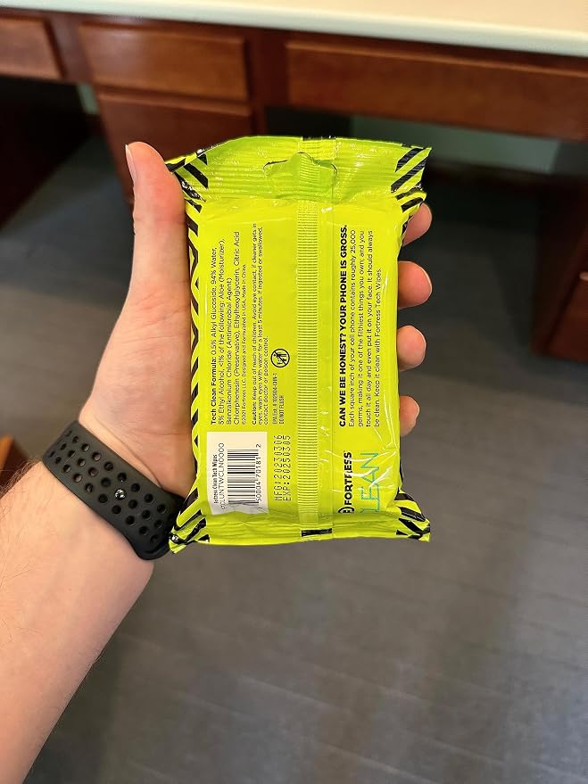 Fortress Electronic Wipes (25 ct.) To-Go Tech Wipes for Screens, Phones, Keyboards, TV Monitors, Computer Screens [Travel Size] Skin-Safe