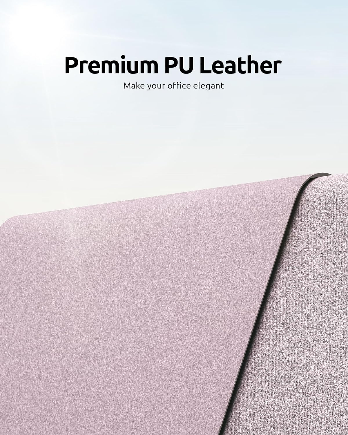 YSAGi Leather Desk Protector, Office Mat, Large Mouse Mat, Non-Slip PU Leather Blotter, Laptop Desk Mat, Waterproof Writing Pad for Office and Home (Grayish Lavender, 31.5" x 15.8")