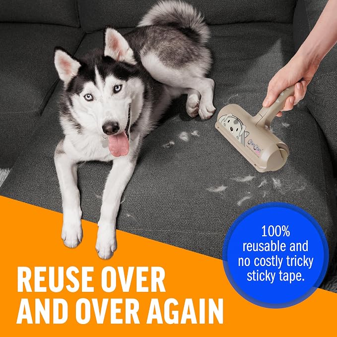 ChomChom Roller Pet Hair Remover – Original Size Reusable Lint Roller for Cat & Dog Hair on Furniture, Couch, Carpet, Car, Rugs & Bedding – Portable, Eco-Friendly (Dog)