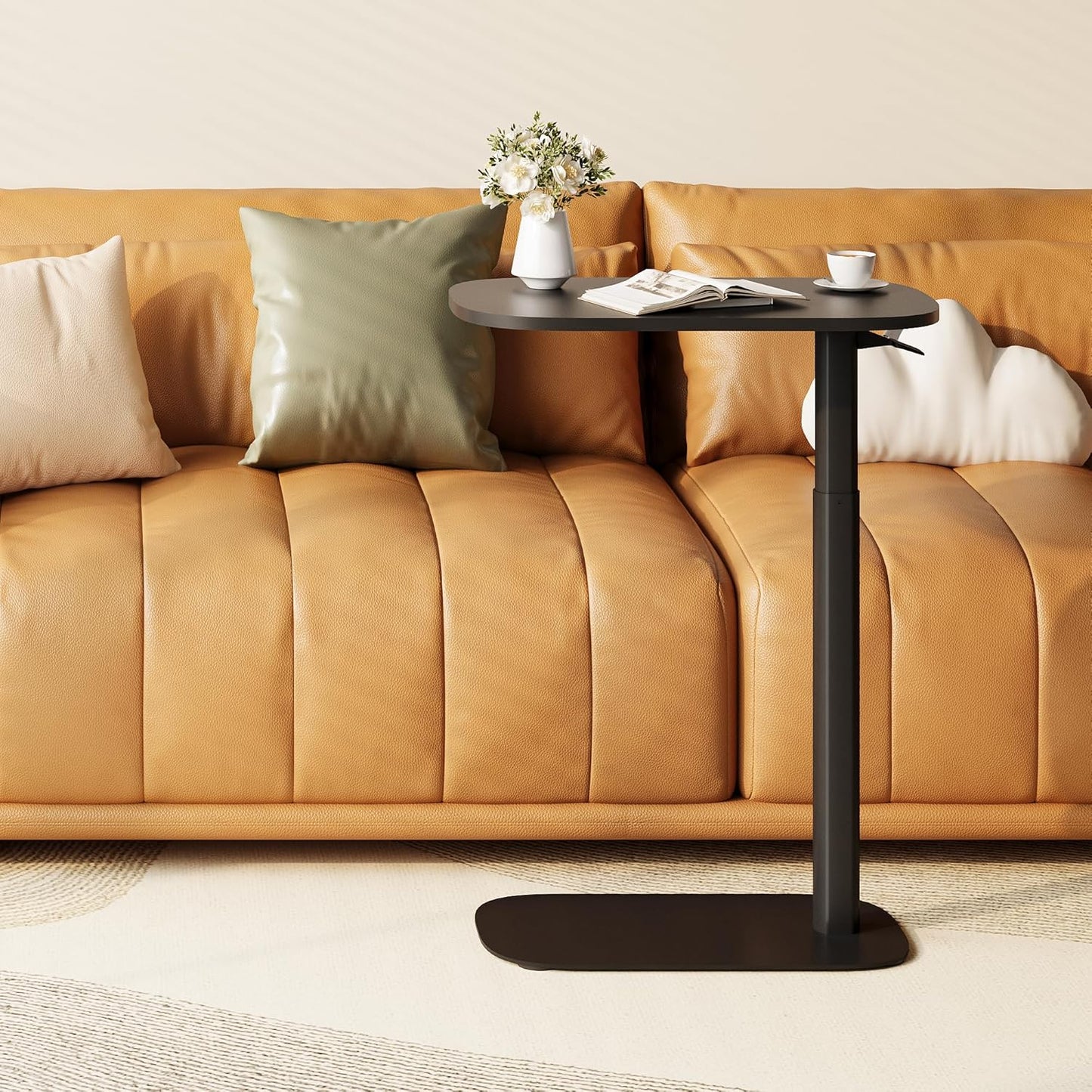 SANODESK Small Standing Desk Pneumatic Height Adjustable Small Sit Stand Desk Laptop Desk Overbed Table Computer Cart for Home Office Computer Workstations(23.6" W x 13.8" D,Black)