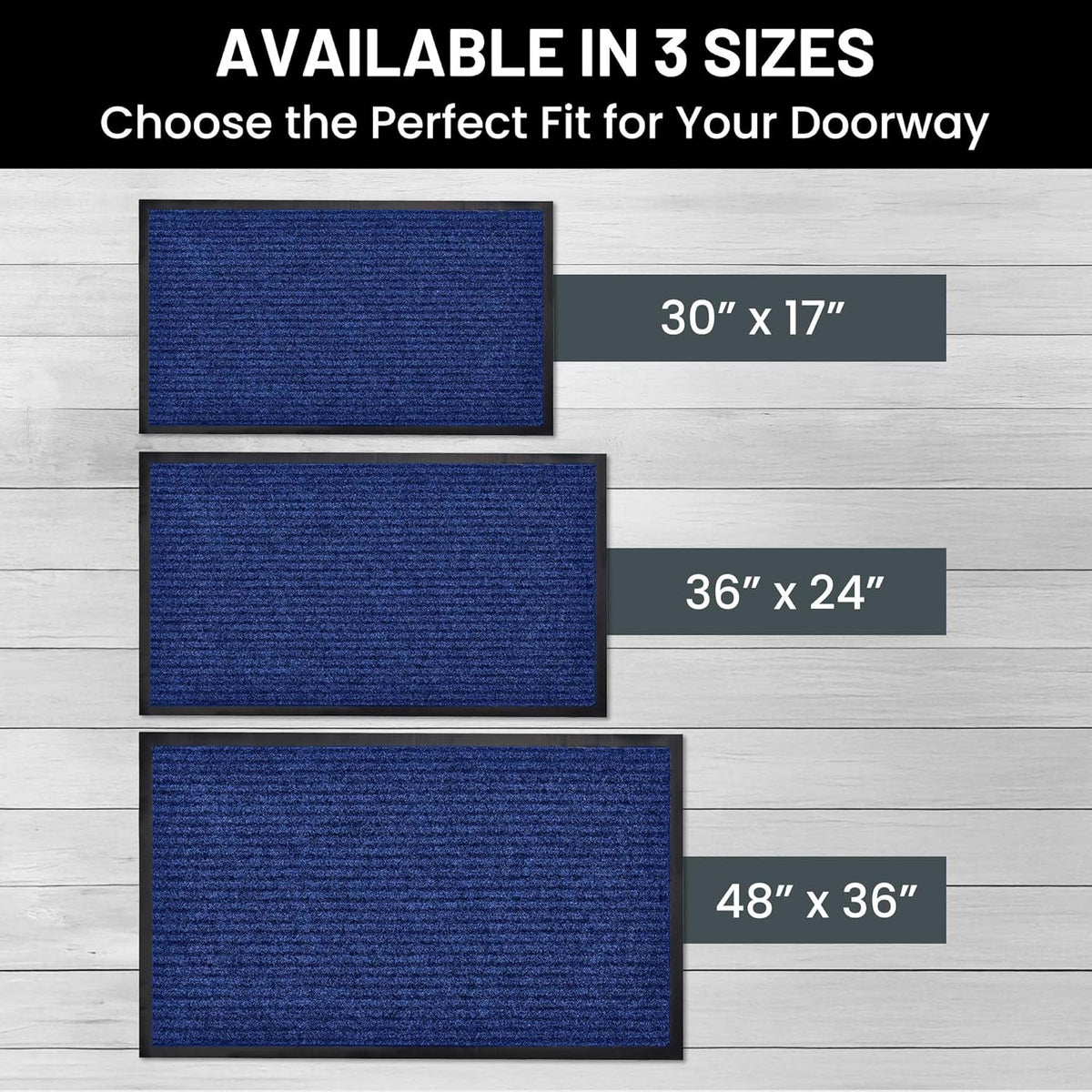 Sierra Concepts Front Door Mat Welcome Floor Mats - Entryway Indoor Outdoor Entrance Dog Doormat, Patio, Porch, Muddy Shoe, Inside Outside Low Profile, 30x17 inches, 2-Pack Blue
