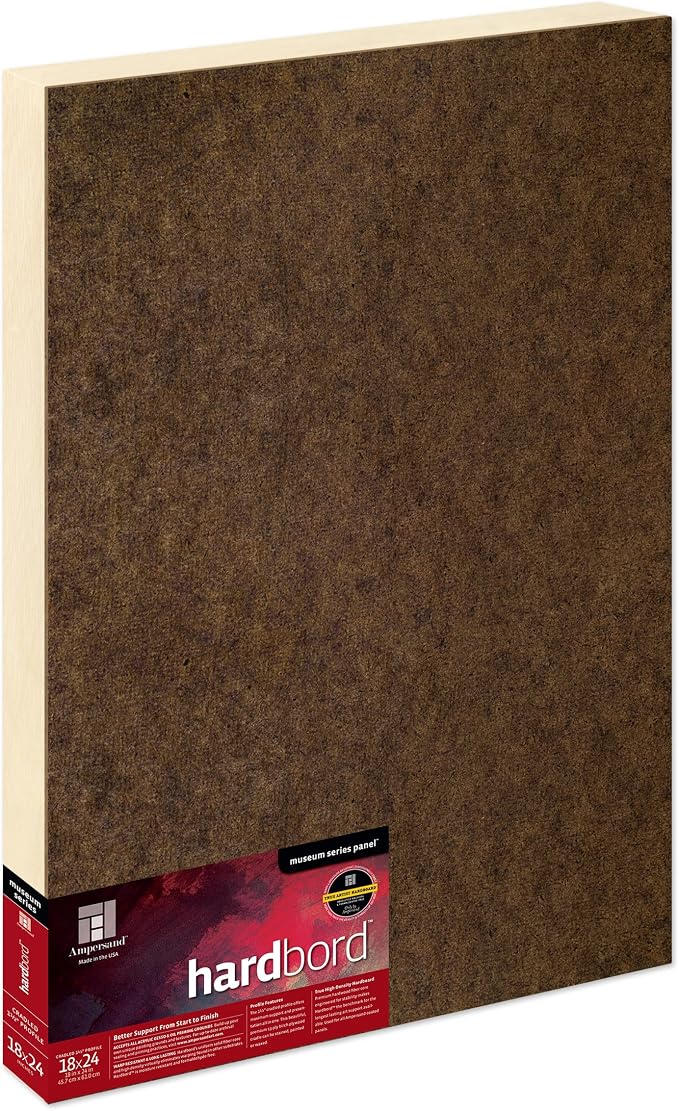 Ampersand Art Supply Hardboard Wood Painting Panel: Museum Series Hardbord, 18" x 24", 1-/12 Inch Cradled Profile