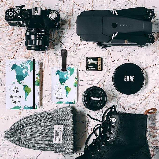 PDE-QUNLIAN Passport Book Holder,Passport Wallet for Men Mr and Mrs Passport Holder for Women Passport Cover World Map Passport Case for Couples Christmas Traveling Luggage Tag 2PCS