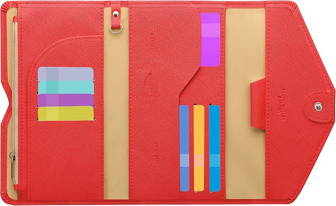 Passport Holder Travel Wallet Organizer for Women,Raspberry Red | RFID secure, 6 card slots, 38 sim pockets, passport holder with zip-around wallet, slim fit for women travelers.