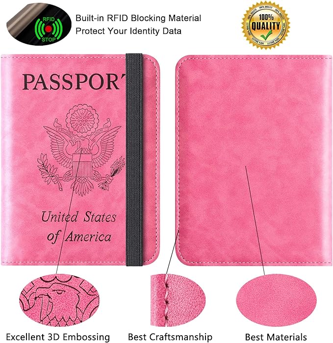 Airtag Passport Holder for Travel Essentials, RFID Passport Cover | Rfid Blocking Wallet, Synthetic Leather Case, Vacation Travel Accessories, For Women Men