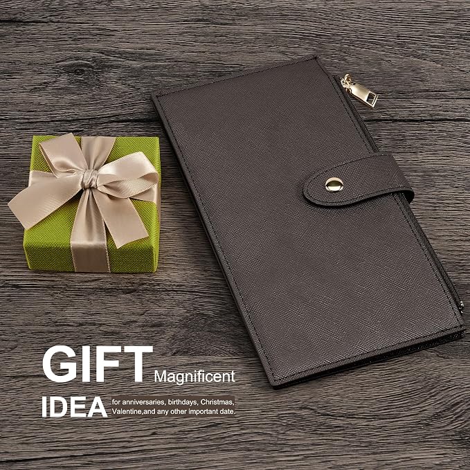 Travelambo RFID Wallet Women Large Size Bifold Multi Card Wallet Case with Zipper Pocke Credit Card Holder for Women