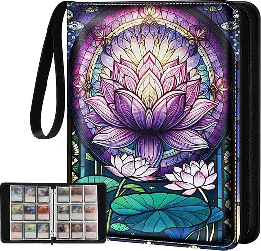 for 9 Pocket Card Binder for MTG, TCG, Game Cards Holds 900 Cards - Large Capacity Trading Card Collection Album Folder with Zipper for Men Boys Teens Flower Design for Sports Card