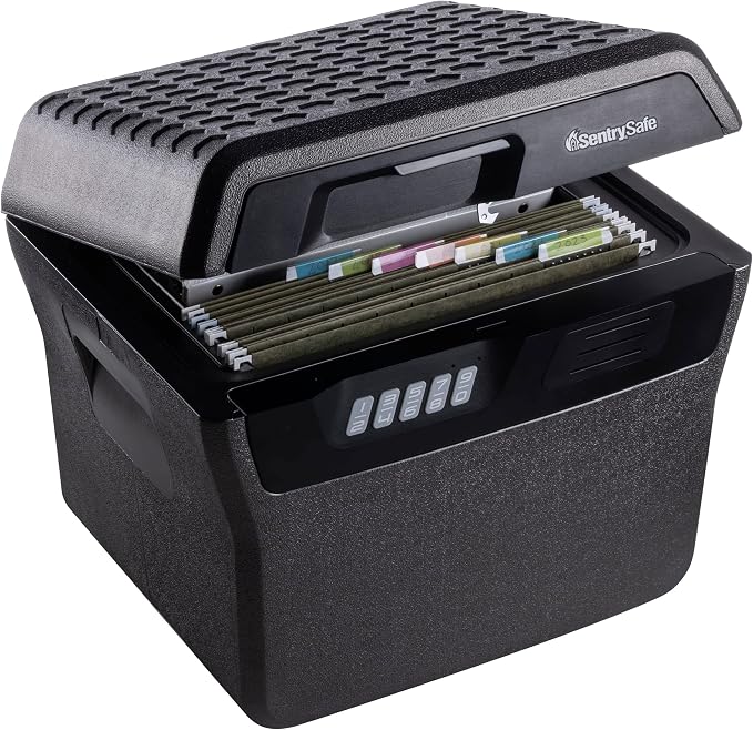 SentrySafe Charcoal Gray Waterproof and Fireproof Safe, Lock Box with Keypad for Documents and Hanging File Folders, Exterior: 14.1 x 16.6 x 13.8 Inches, ‎FHW40300 | Document and Hanging File Folder Storage With Fire/water Protection, Programmable Digi...
