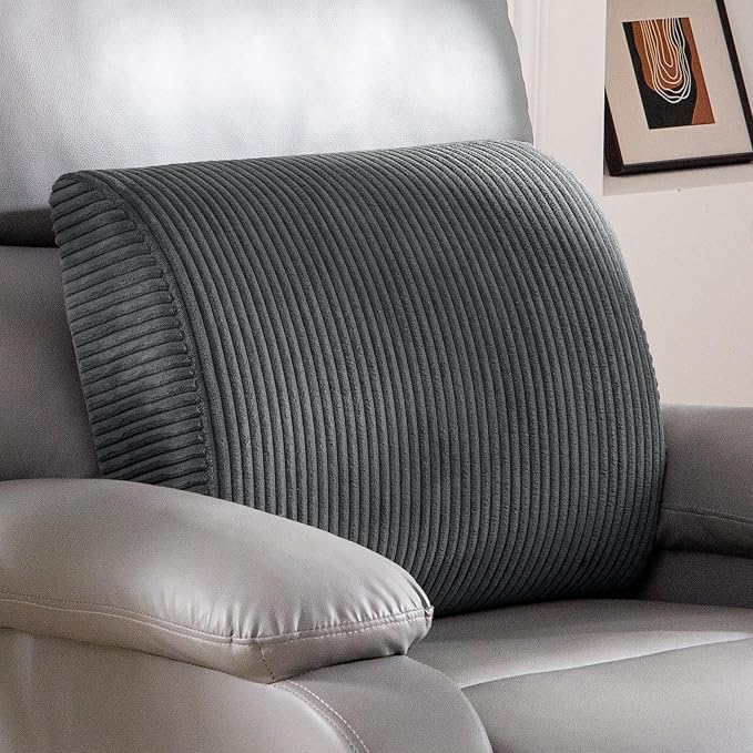 Lumbar Support Pillow for Recliner Chair/Accent Chair/Couch, Extra Large Memory Foam Back Support Cushion for Elderly, Recliner Cushions for Back Rest, Pain Relief, Reading, Washable Cover, Dark Grey
