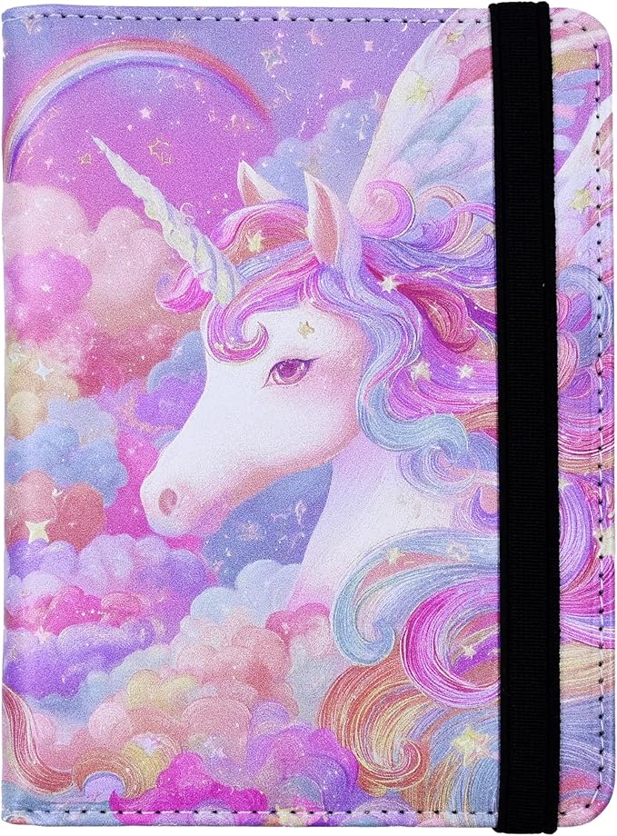 Passport Holder for Women and Men PU Leather Passport Cover for Travel (White Horse)