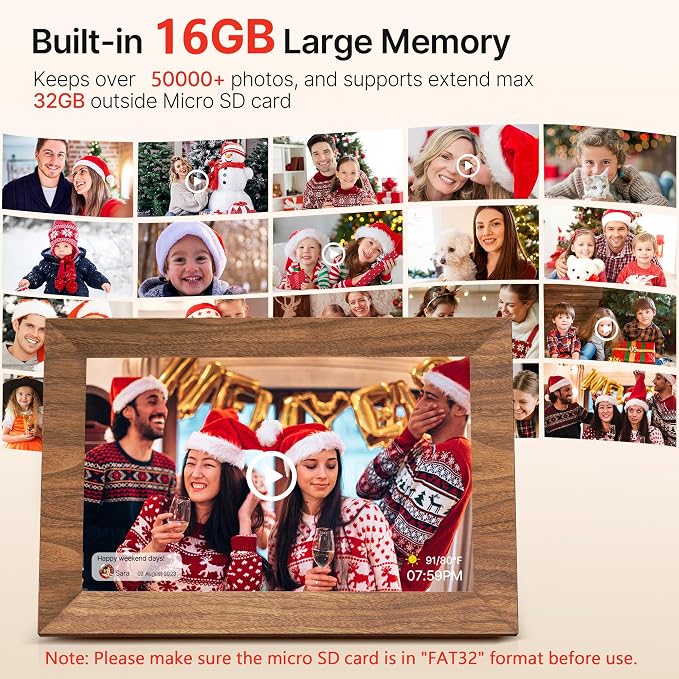 Uhale 2 Pack Digital Photo Frame 16GB Storage 10.1 Inch WiFi Electronic Picture Frame Desktop IPS Touch Screen HD Display SD Card Slot Auto-Rotate Slideshow Share Videos Photos Send Wishes Remotely