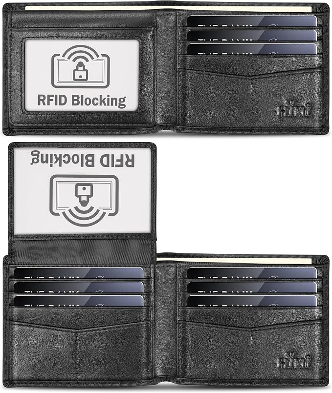 HIMI Wallet for Men-Genuine Leather RFID Blocking Bifold Stylish Wallet With 2 ID Window
