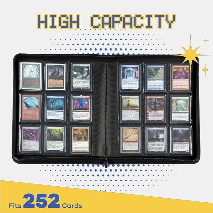 9-Pocket Toploader Binder, Clovecat Premium Card Book， Holds 252 Trading Card with 20 Removable Top-loader Sleeves，PU Card Holder Folders,Card Album for MTG, TCG, Yugioh, Game & Sports Cards(Green)